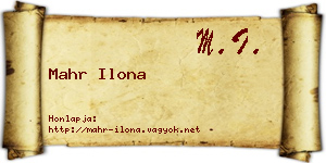 Mahr Ilona névjegykártya